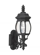 Generation Lighting 88200-12 - Wynfield traditional 1-light outdoor exterior wall lantern sconce uplight in black finish with clear