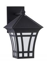 Generation Lighting 89132EN3-12 - Herrington transitional 1-light LED outdoor exterior medium wall lantern sconce in black finish with