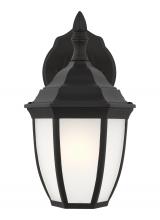 Generation Lighting 89936-12 - Bakersville traditional 1-light outdoor exterior round small wall lantern sconce in black finish wit